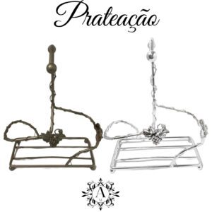banho de prata em um galheteiro com desenhos uvas - Alquimidas